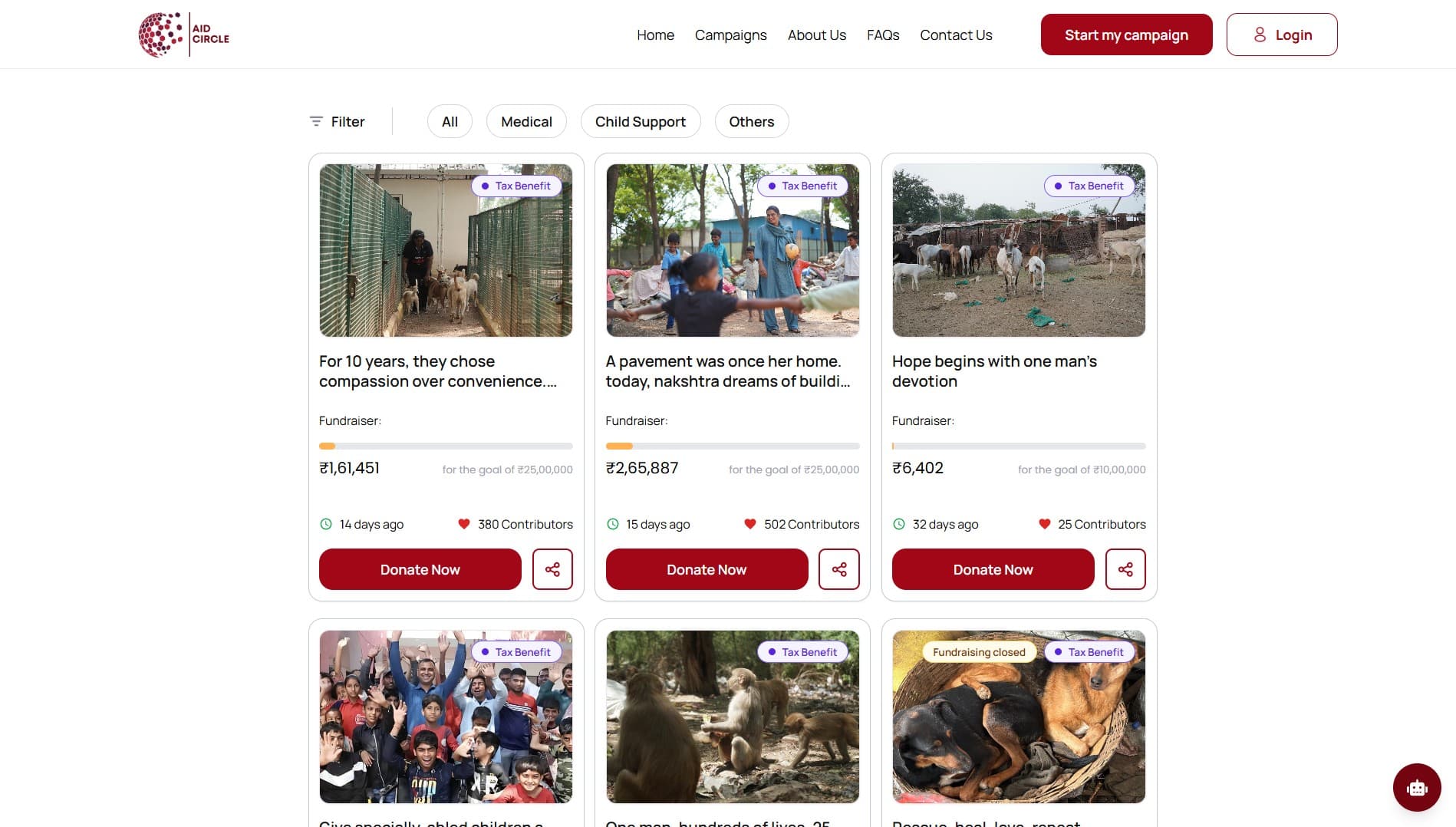 AidCircle mobile interface