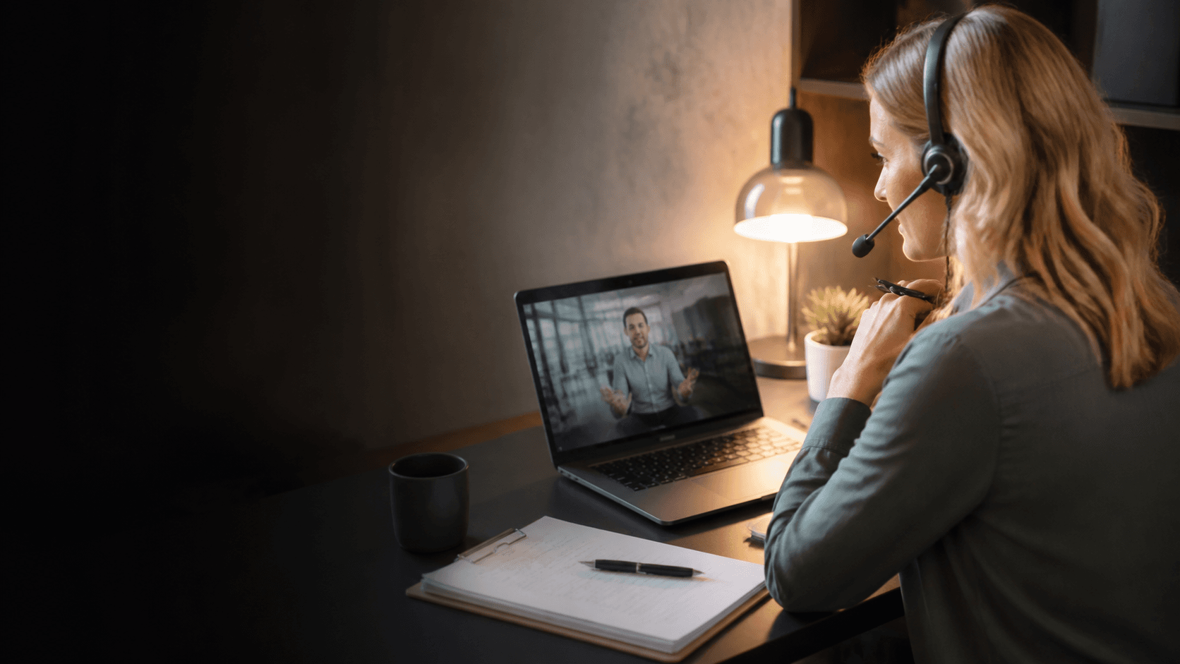 Recruitment consultant reviewing a candidate interview